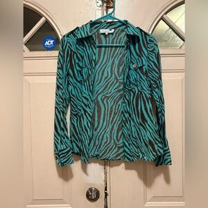 Teal Zebra Print Women's Top